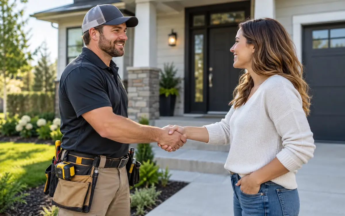 Contractor shaking hands with a homeowner