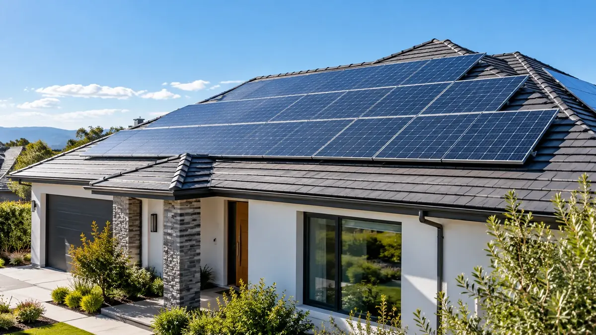 Solar panels on a residential roof